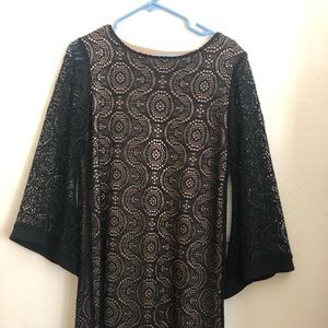 Black bell sleeve dress